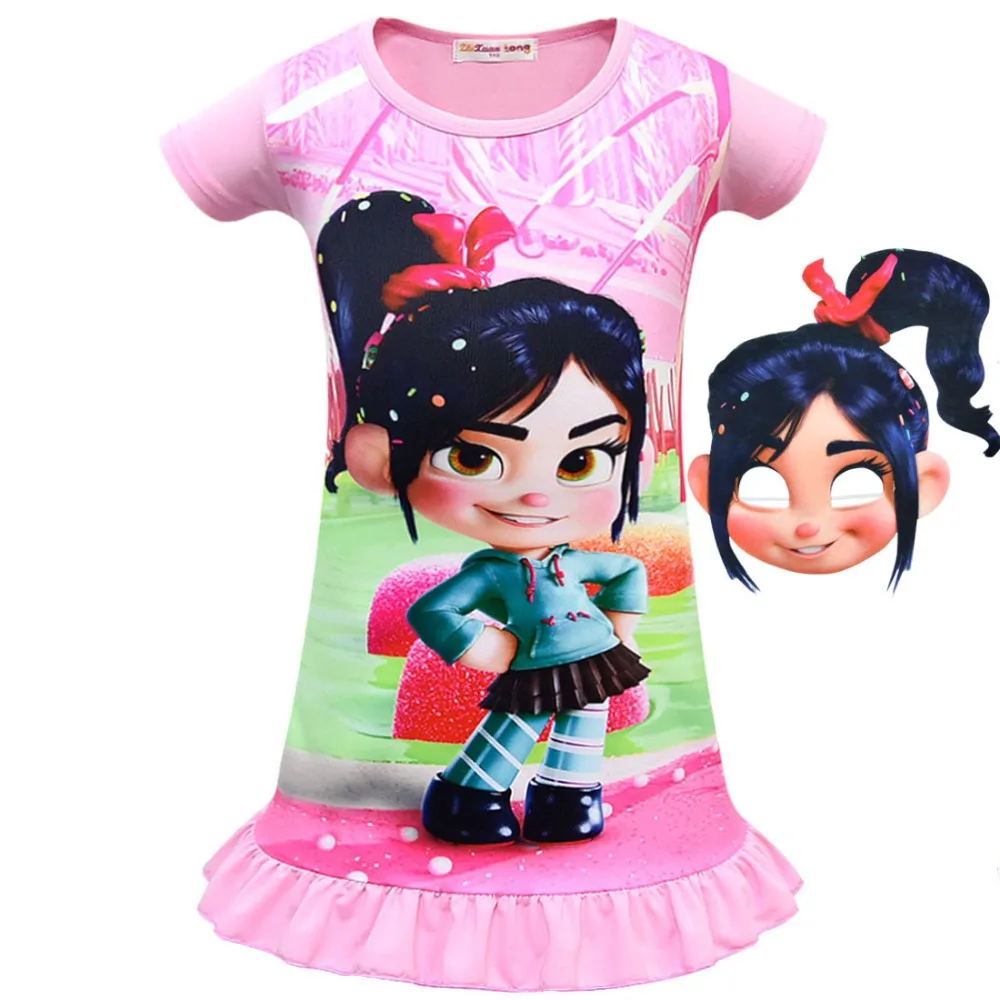Wreck It Ральф 2 Vanellope von Schweetz костюмная Маска Косплей детское платье для девочек