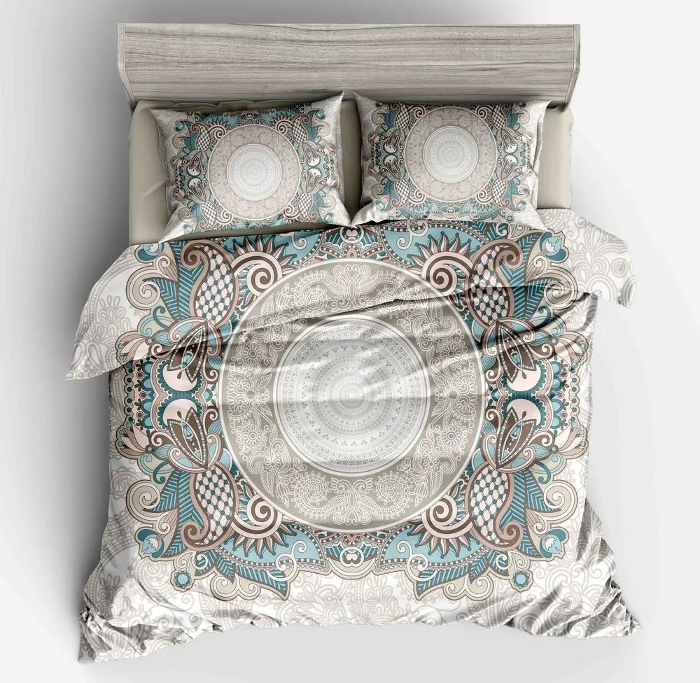 

Duvet Cover Bohemia pattern circle simple wind 2/3pcs British Style Family student dormitory Quilt cover pillowcase