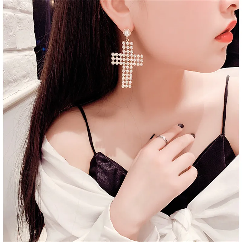 FYUAN корейский стиль Серьги капли с крестиком для женщин девушек 2019 Bijoux большие