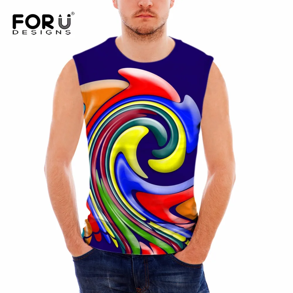 FORUDESIGNS/3D цветные мужские майки с узором пейсли новинка 2017 модный летний топ без