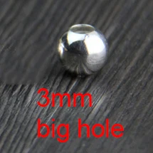 3mm big hole 10 шт стерлингового серебра S925 DIY аксессуары ручной работы шариковые Обжимные бусины ювелирные изделия оптом - Цвет: 3mm big hole