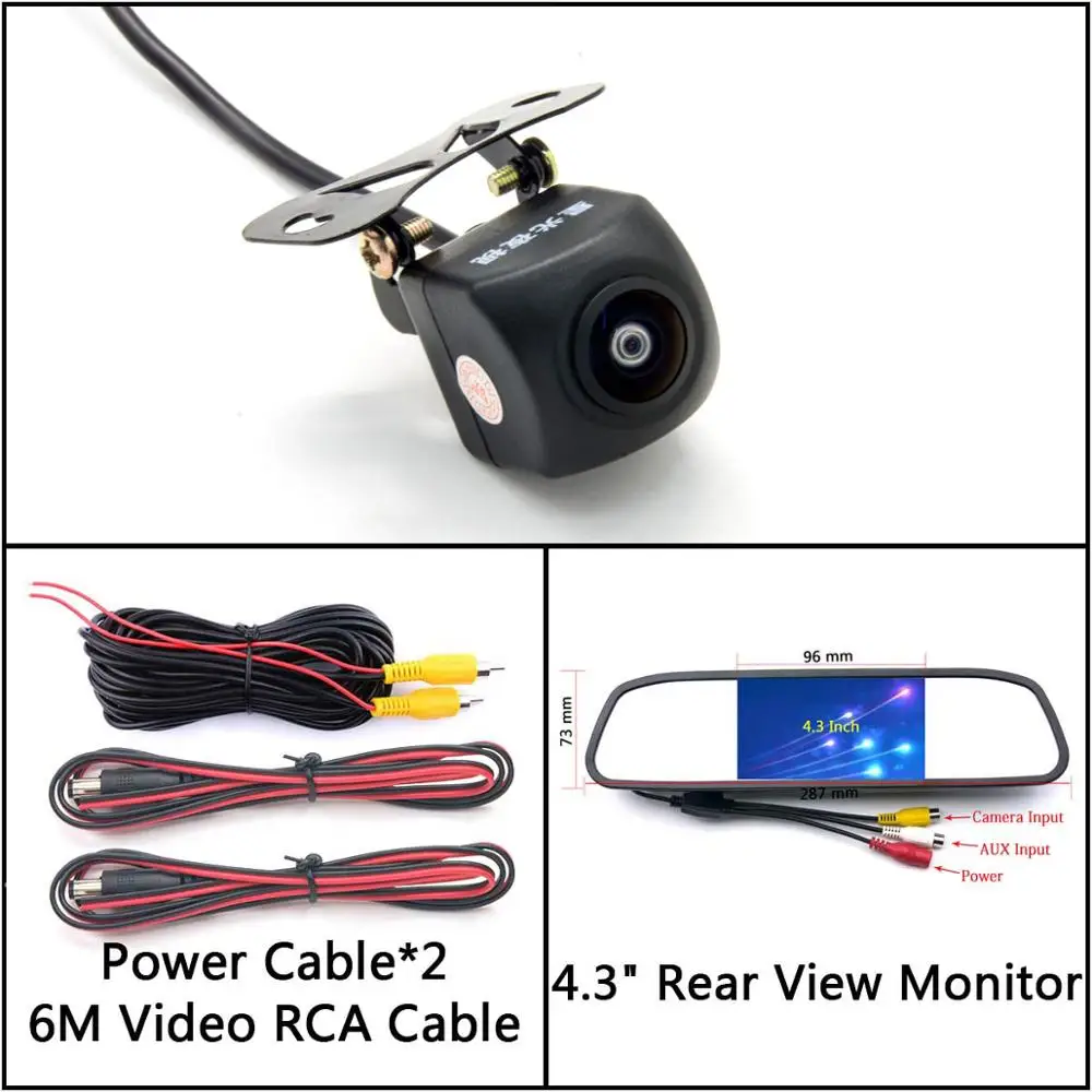 Cam N 4.3 Mirror Owtosin 175 градусов Рыбий глаз объектив HD резервный обратный ночное видение камера заднего вида для парковки монитор - Название цвета: Cam N 4.3 Mirror