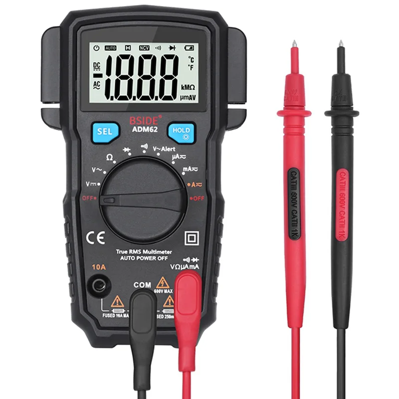 BSIDE ADM62 AC Цифровой мультиметр тестер частоты тока с карманом зажим портативные