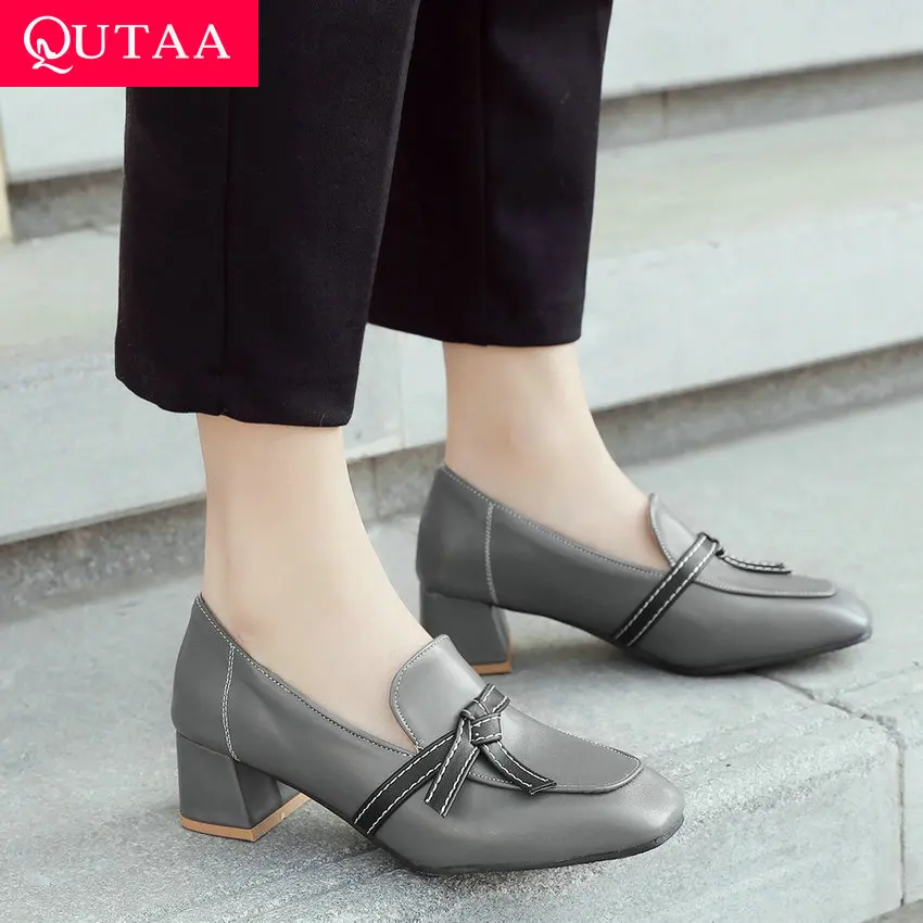 Женские туфли лодочки QUTAA черные элегантные из искусственной кожи на платформе с