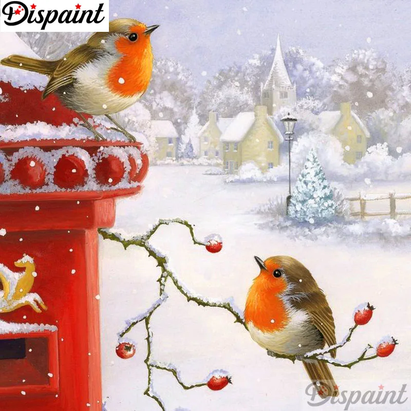 Dispaint Full Square/Round Drill 5D DIY Diamond Painting "Bird mailbox scenery"Embroidery Cross Stitch 3D Home Decor Gift A11068