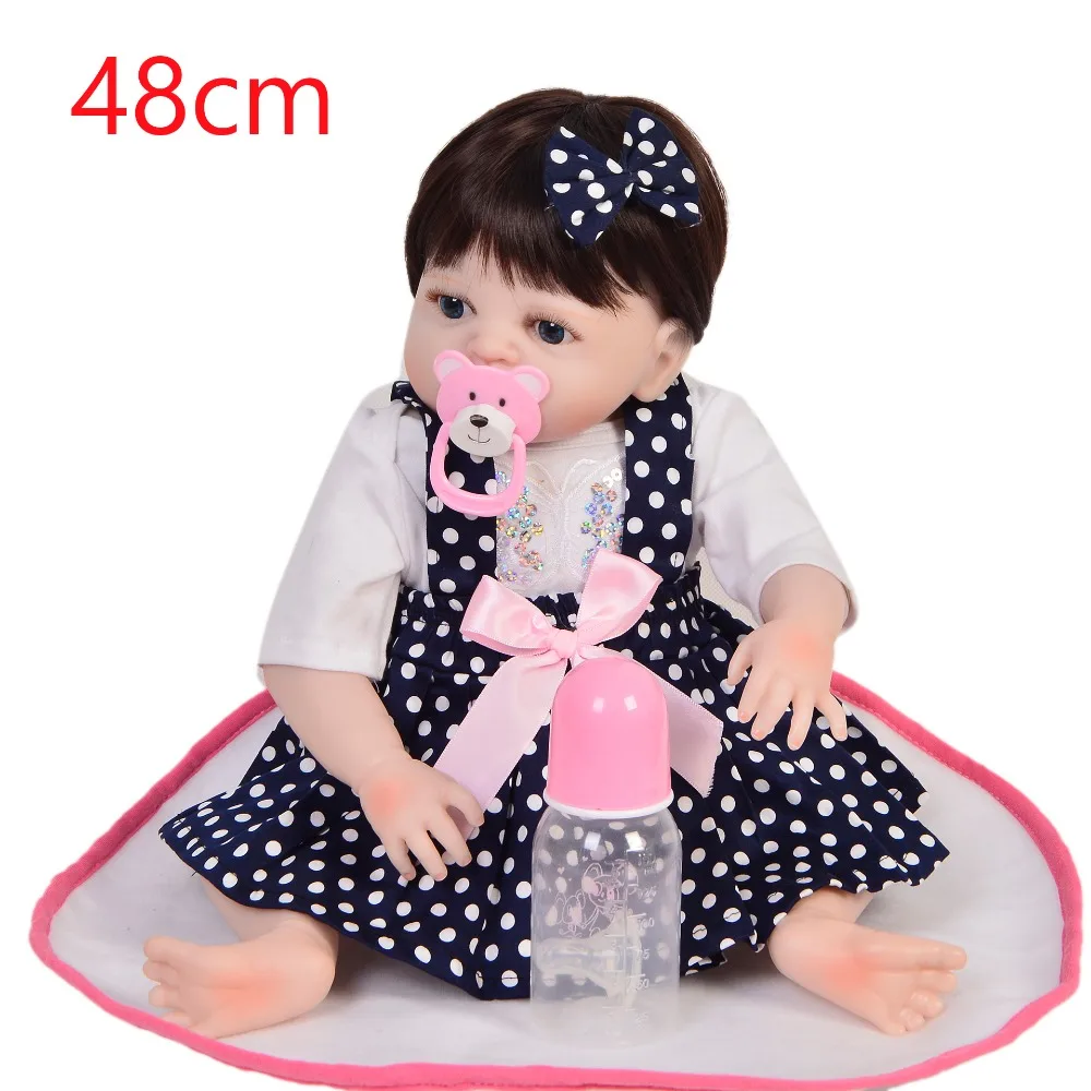 

19"Bebes Reborn Full Body silicone doll 48CM realistic vinyl Reborn Baby Doll Bathe Toy Lifelike Newborn victoria Bonecas Menina