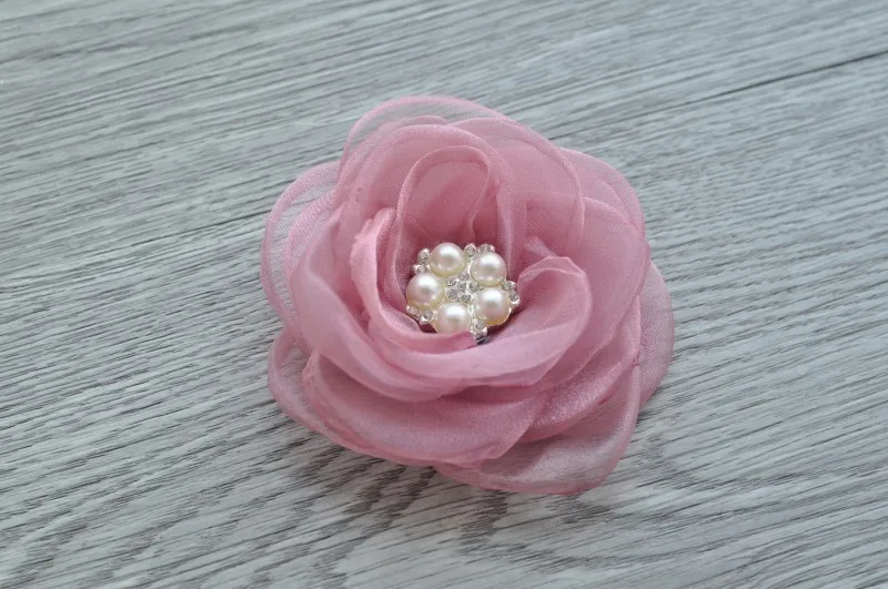 30pcs/lot 4.3&quot 6colors Newborn Gauze Layered Flower+Rhinestone For Baby Girls Hair Accessories Rose Fabric Flowers Headbands | Мать и