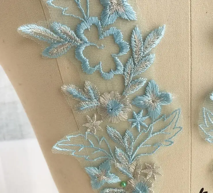 Аппликация кружевная с вышивкой 13 цветов 2 пары/4 шт.|lace trim|flower lace trimembroidered appliques |