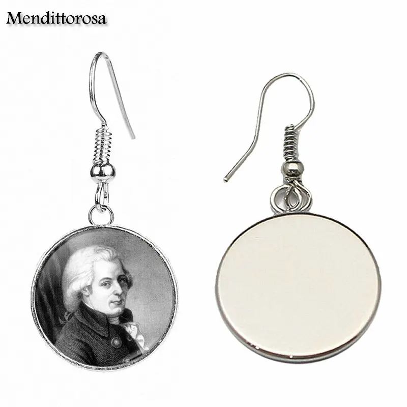 Клипсы Wolfgang Mozart стеклянные ручной работы с бронзовым/серебряным/золотым зажимом