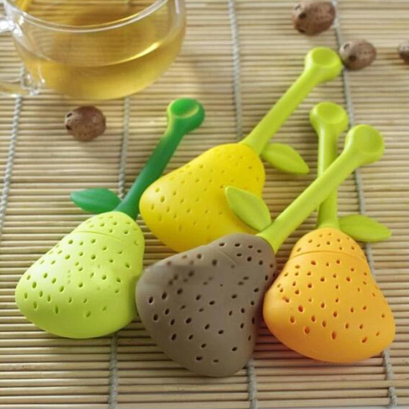 1 шт. милый силиконовая груша Дизайн Чай листьев Фильтр Травяные специи для