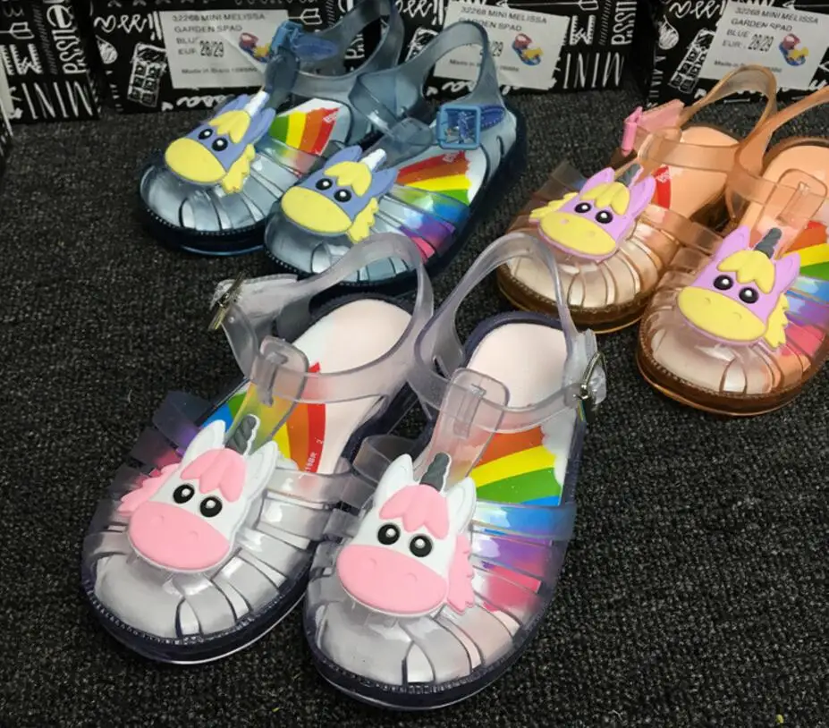 Mini Melissa Possession Unicorn/ г. прозрачные сандалии для девочек летние сандалии Melissa/детские сандалии пляжная обувь для малышей