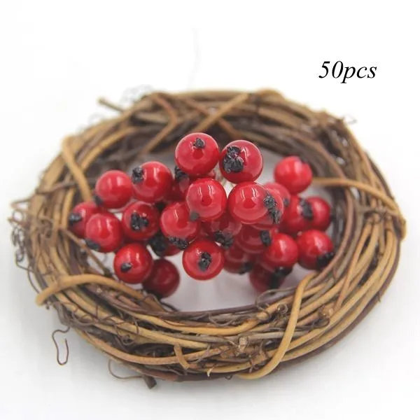 50pcs 1 пачка, искусственный цветок черники, бутон, искусственные растения, Шелковый цветок, декоративный венок, ягода для свадьбы, украшения для дома, вечеринки - Цвет: 50pcs