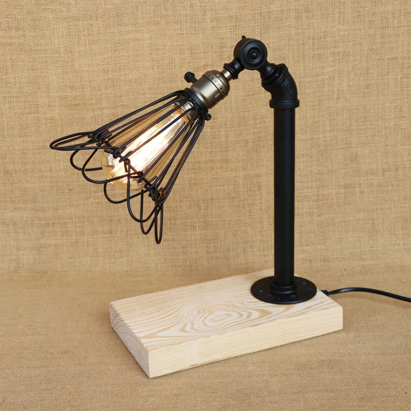 

Modern iron wood desk light adjustable Iron lampshade E27 table lamp LED/Edison light for bedroom restaurant Cafe 220v