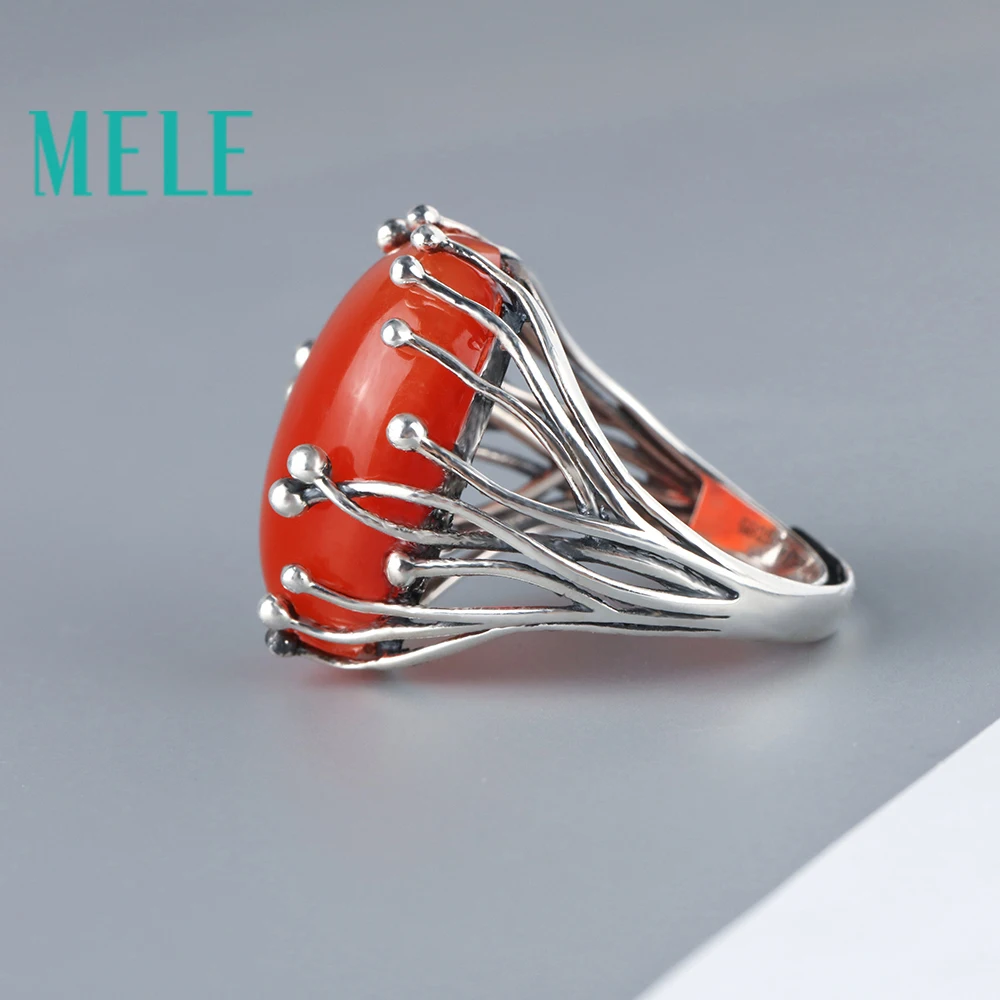 Natural south red agate rings for women and man 15X20mm big oval cut 925 sterling silver gemstone fine jewelry Festival gifts | Украшения и
