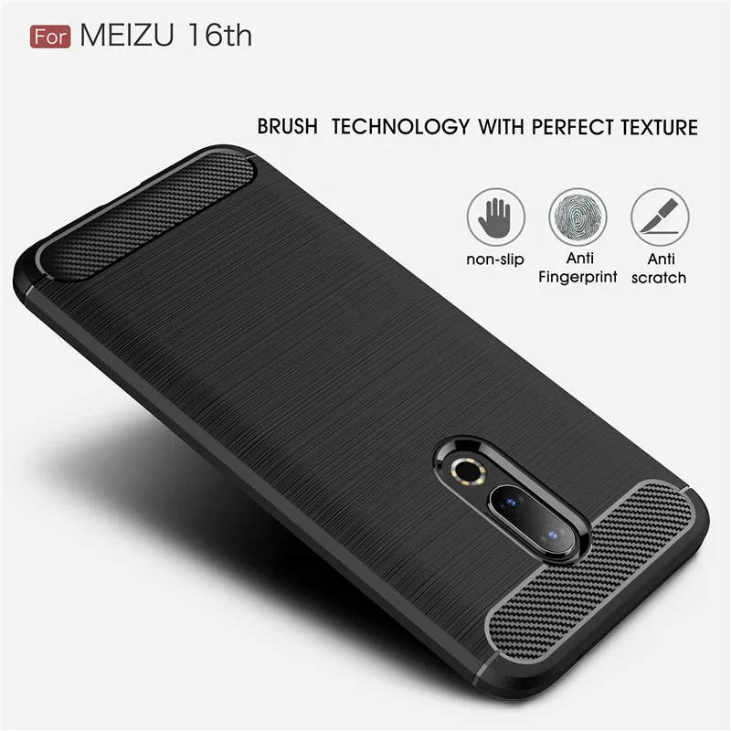 Meizu 16th Case Cover Shockproof Silicone Brushed Phone Bumper Back For 16 Mobile Fundas 6.0&quot[ |