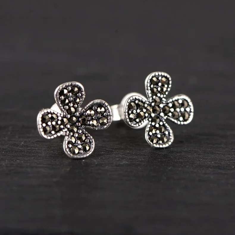 

925 sterling silver jewelry inlaid mark stone earrings