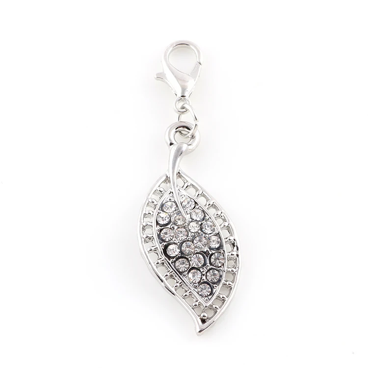

33*15mm Silver Gold Color Crystal Alloy Leaf Charms Necklace Bracelet Findings Pendants DIY Jewelry