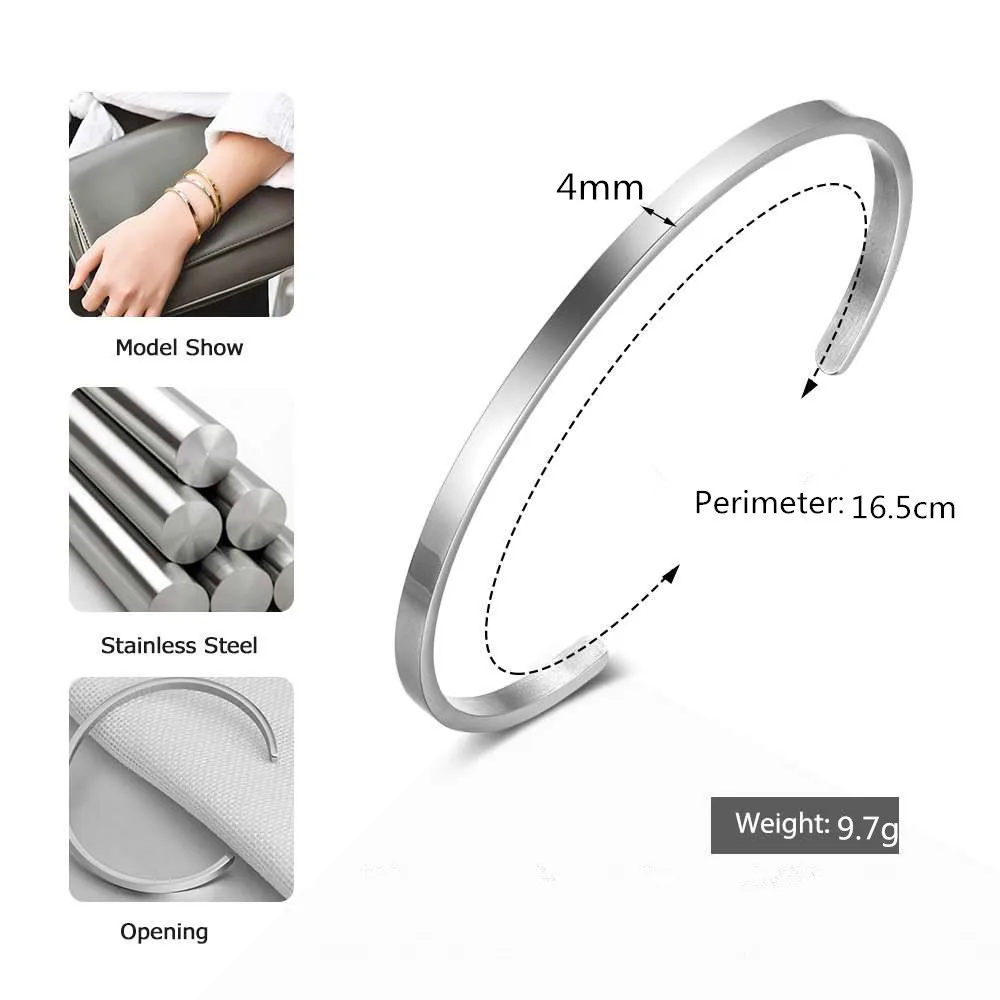 

10Pcs Silver Stainless Steel Bangle Engraved Inspirational Cuff Mantra Bracelet for Men Women Fashion Jewelry