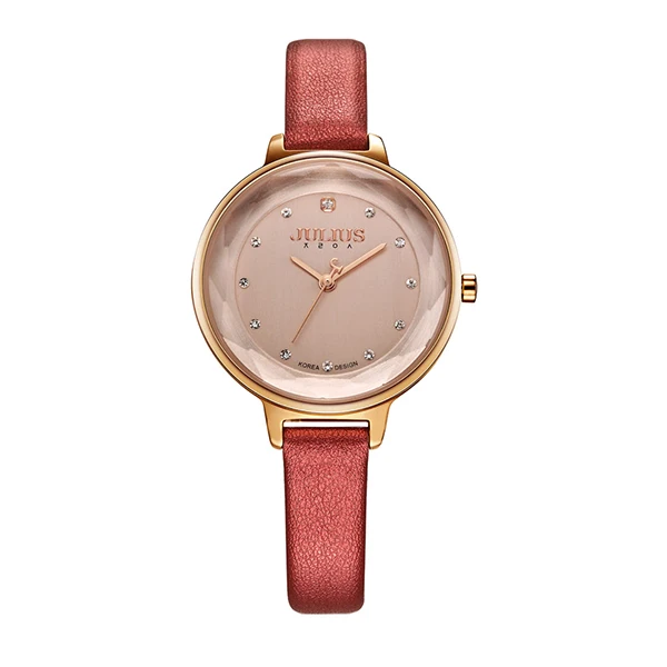 red leather watch Julius классические синие кожаные часы Женские Элегантные Кристалл Большой циферблат кварцевые наручные часы Повседневное платье часы женские Montre Femme - Цвет: red leather watch
