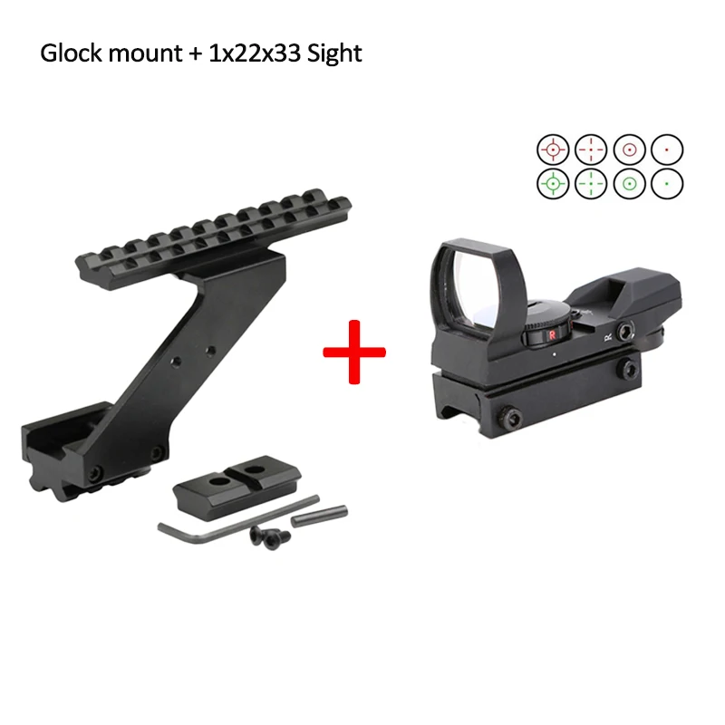 with 1x22x33 sight Тактический Вивер Пикатинни верхний рельс пистолет прицел крепление с RMR/Dotor red dot подходит для пистолетов лазерный прицел - Цвет: with 1x22x33 sight