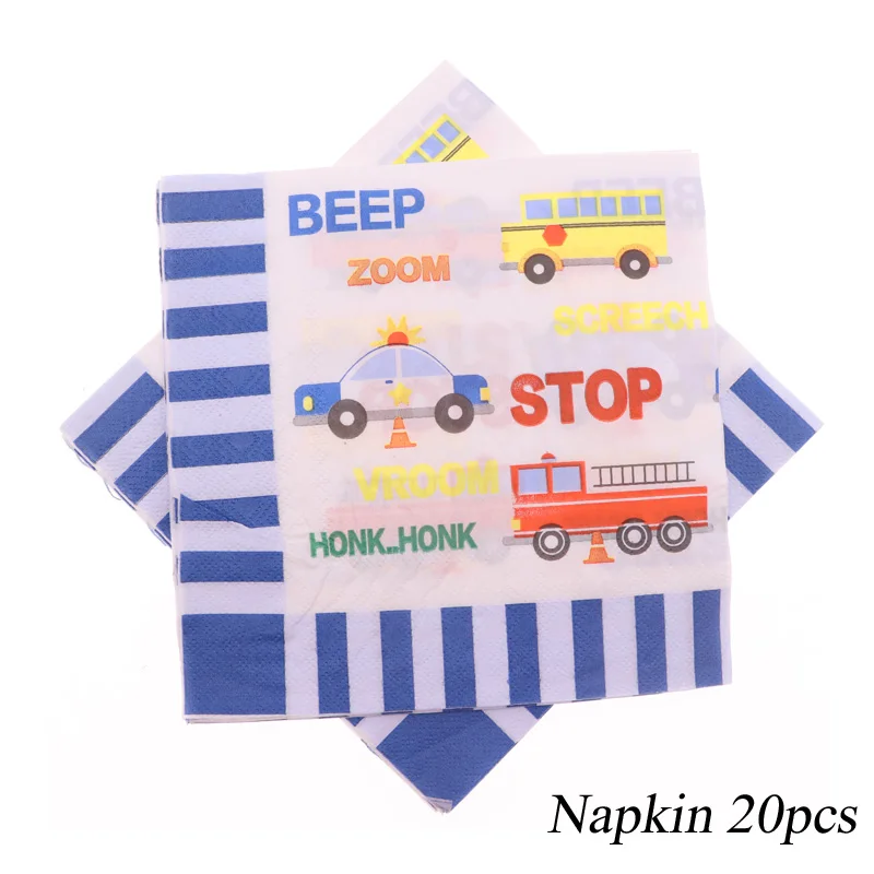 Napkin 20pcs 12 дюймов инженерный автомобиль латексный воздушный шар набор экскаватор День Рождения украшения поставки конфетти блесток воздушный шар - Color: Napkin 20pcs