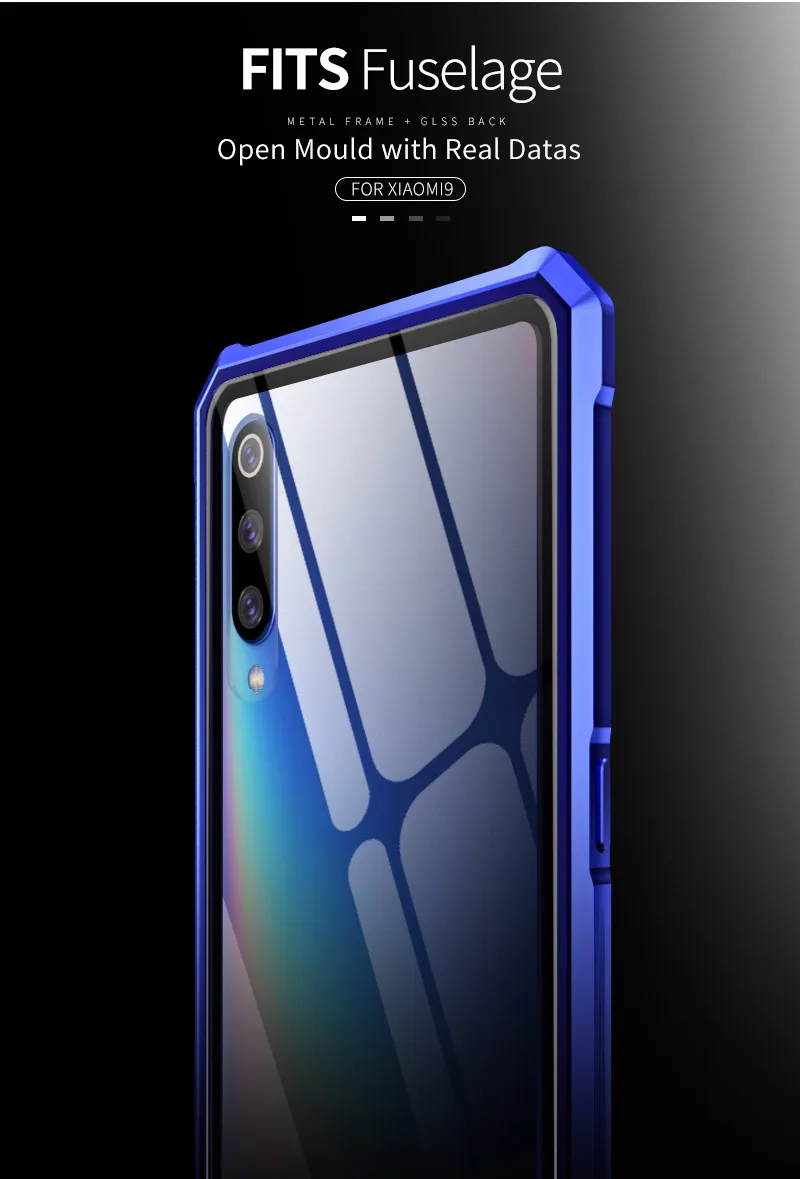 Роскошный металлический чехол-бампер для Xiaomi Mi9, боковой Чехол из закаленного стекла для Xiaomi Mi9, чехол с алюминиевой рамкой 6,39"