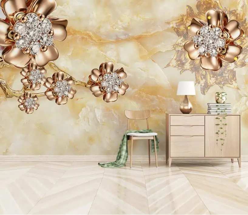 Papel де parede настроить Европейский мраморный корт стиль ювелирных изделий цветок