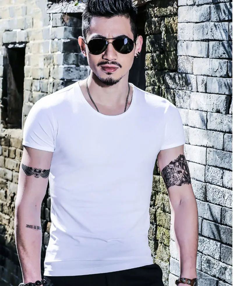 O-Neck White Новинка года, Однотонная футболка мужская черно-белая футболка из хлопка летняя футболка для скейтборда, футболка для скейта топы, европейский размер - Цвет: O-Neck White