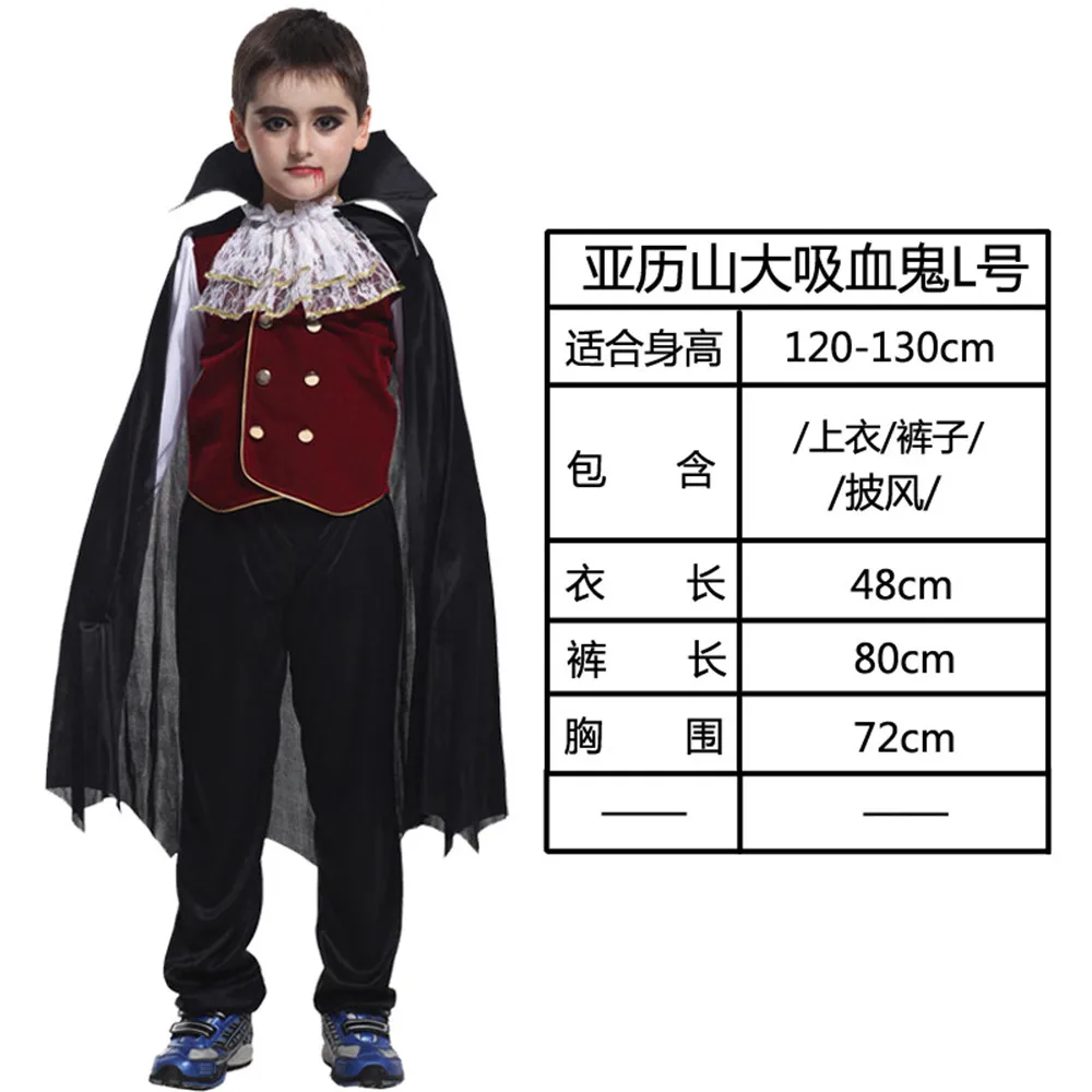 height 120-130cm Карнавальные вечерние костюмы на Хэллоуин для детей; готический костюм вампира графа Дракулы; костюм принцессы вампира для костюмированной вечеринки для мальчиков - Цвет: height 120-130cm