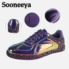 Женские разноцветные Туфли-оксфорды Sooneeya, модные блестящие кроссовки на плоской подошве, с блестками, для любого случая
