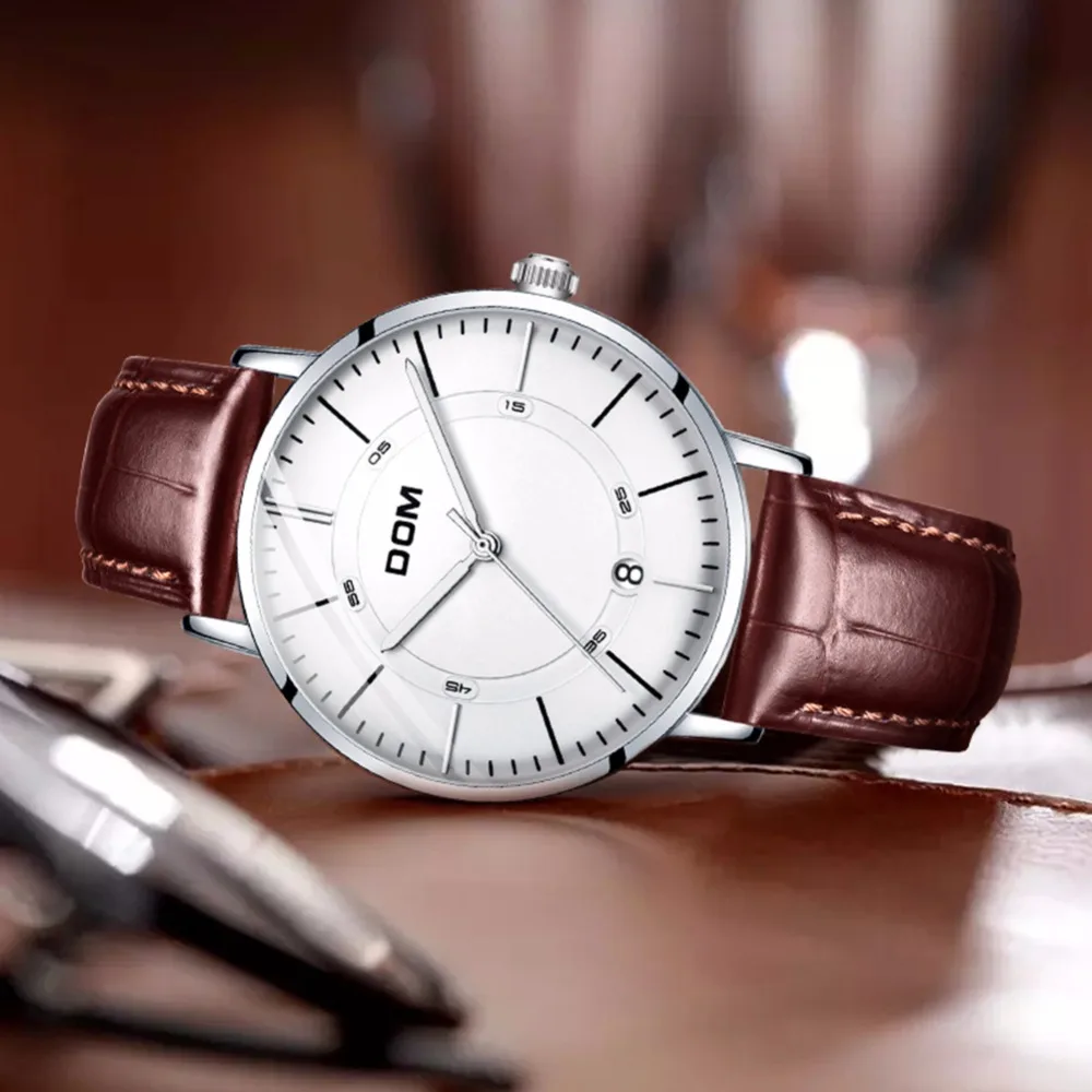 Автоматические Мужские часы DOM стильные модные повседневные водонепроницаемые