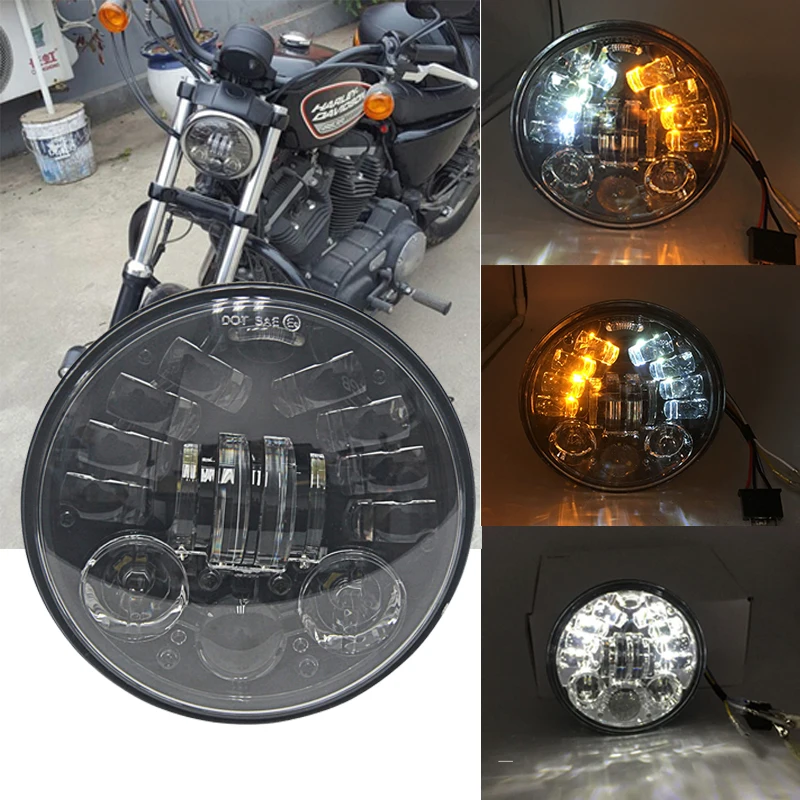 Круглые 5 75 дюймовые светодиодные фары для Harley Dyna Softail Sportster широкое скольжение