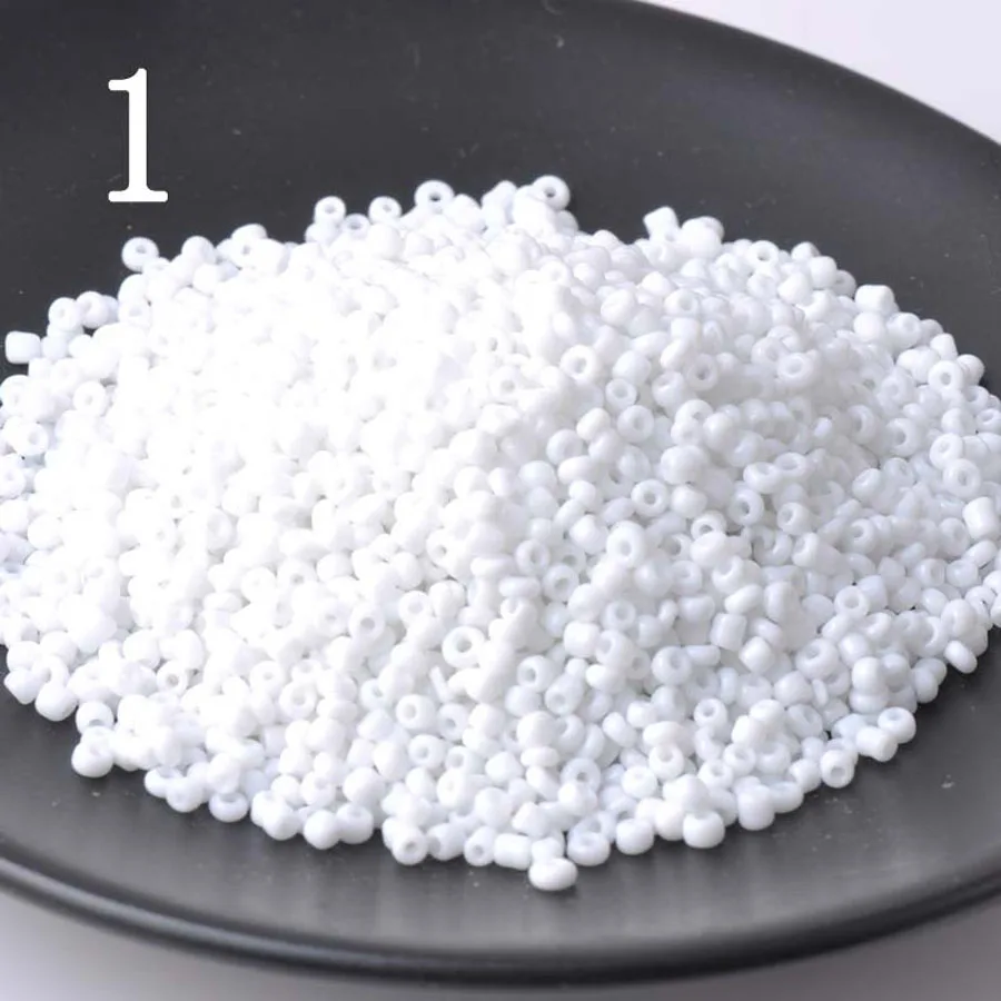 

16g 1000X 2mm White Solid Color Round Opaque Loose Spacer Beads Cezch Glass Seed Bead Handmade Jewelry Making DIY Garment Bead
