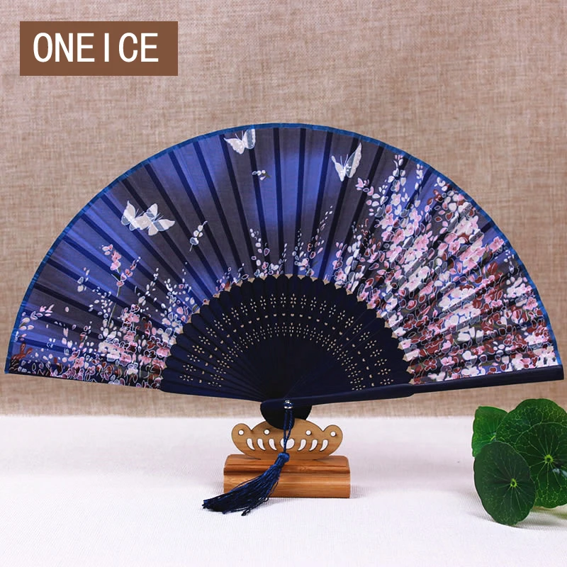

Chinese Style Silk Small Han Fan Japanese-style Cherry Blossoms Folding Classical Female Fans Antiquity Bamboo