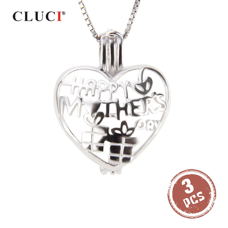 

CLUCI 3pcs 925 Sterling Silver Hollow Charms Pendant for Women Necklace Jewelry Silver 925 Gift for Mom Pendant Locket SC243SB