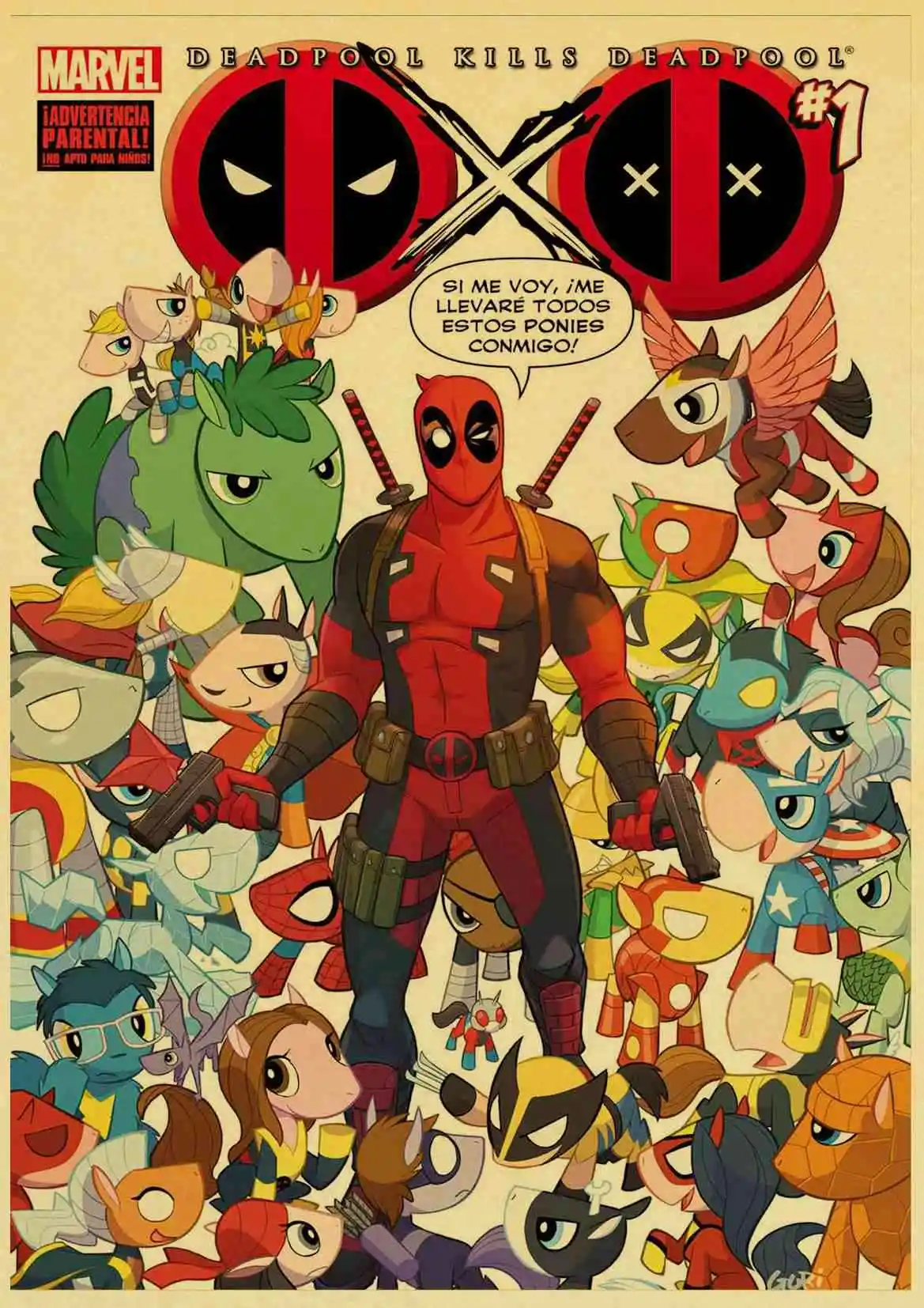 W027 Винтажные плакаты из фильма Marvel, супергерой Дэдпул для дома/бара/гостиной, декор из крафт-бумаги, высокое качество, плакат, стикер на стену - Цвет: W027