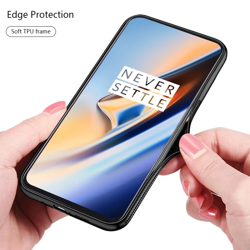 Для Oneplus 7 Pro Чехол из закаленного стекла для телефона силиконовая рамка жесткая