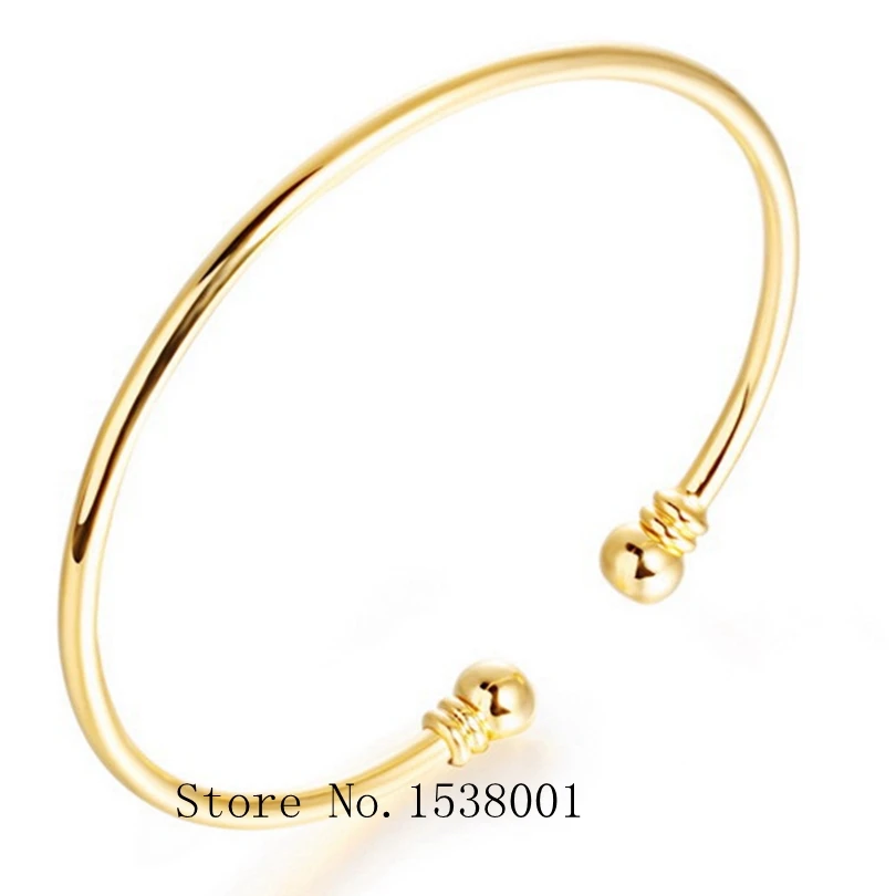 Гладкий Простой браслет желтый золотистый Женский Браслет-манжета диаметром 58