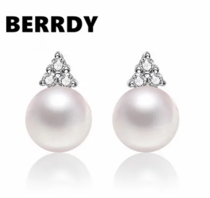 100% серьги из натурального пресноводного жемчуга свадебные серьги-гвоздики