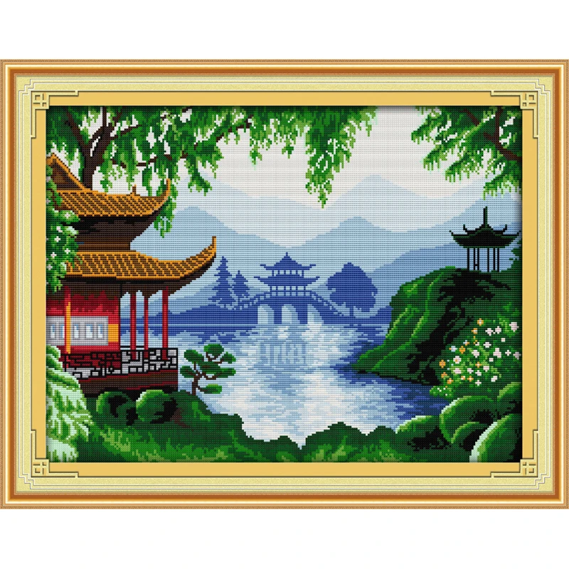 Everlasting Love Garden Views Chinese Cross Stitch Kits Ecological Cotton Stamped Printed 11 14CT DIY New Christmas Decorations | Дом и сад
