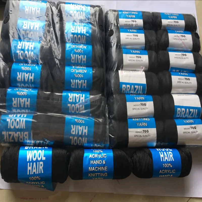 

Free Shipping 100Rools Bundle Brazilian Wool Hair Low Temprature Flame Retardant Synthetic Fiber for Braiding