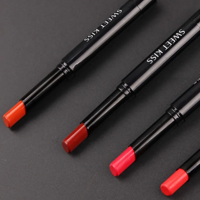 Матовая бархатная черная тонкая трубка вращающаяся помада долговечная