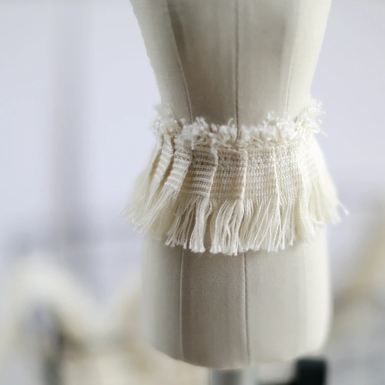 5 м/лот 4 см хорошее качество бежевая плиссированная бахрома кружевная отделка