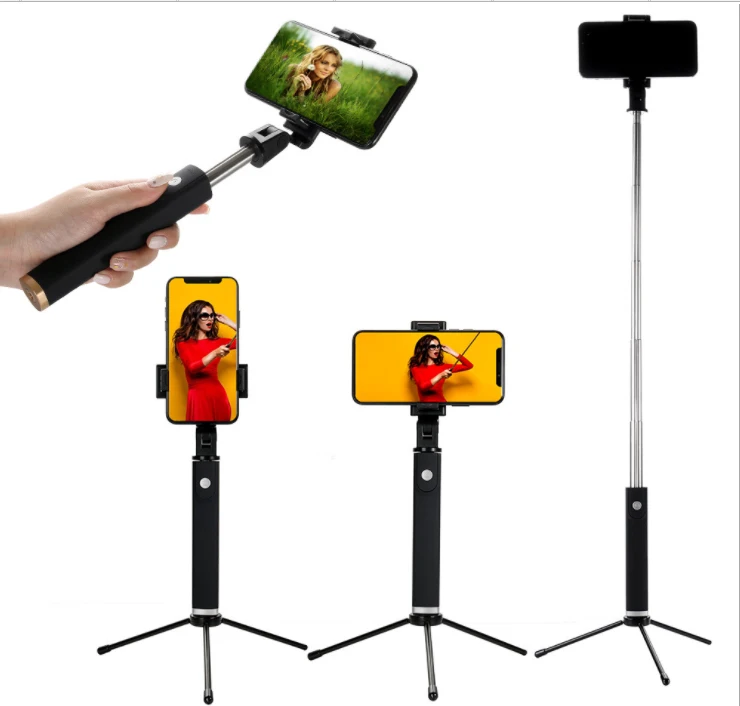selfie stick Live self-timer artifact with rear view mirror in-one folding horizontal and vertical shot Bluetooth mobile phone |