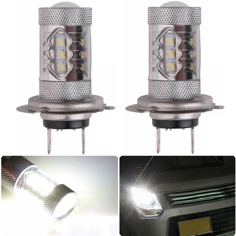 Fog Light Head Lamp Driving Bulb H3/H7/9005- 16SMD 2828 80W 6500K -7000K White DC12-24V Car Headlight 2pcs | Лампы и освещение