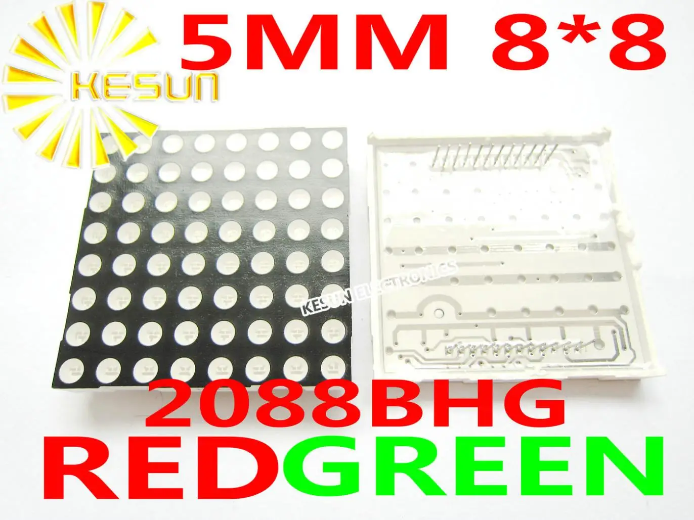 

50PCS x 5MM 8X8 Red Green bi-color Common Anode 60*60 LED Dot Matrix Digital Tube Module 2088BHG LED Display Module Light Beads