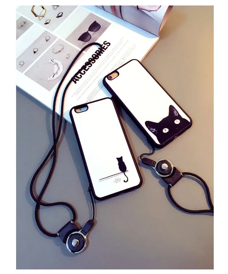 Повесить веревку падение следующие из мягкой резины Soft Shell ТПУ пары для iphone 6 S 7