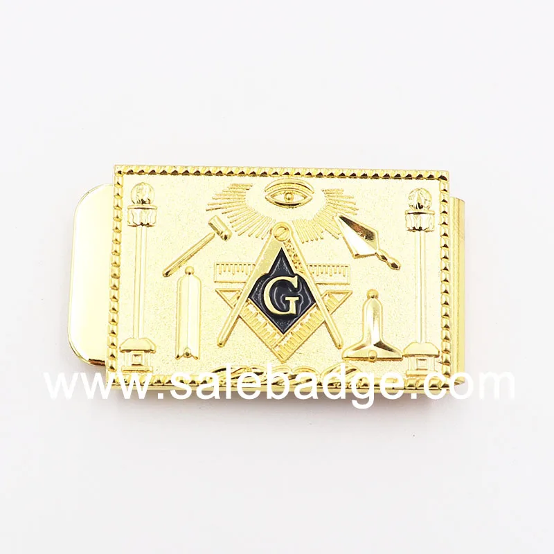 Пользовательский масонский Золотой Пескоструйный зажим для денег | Дом и сад