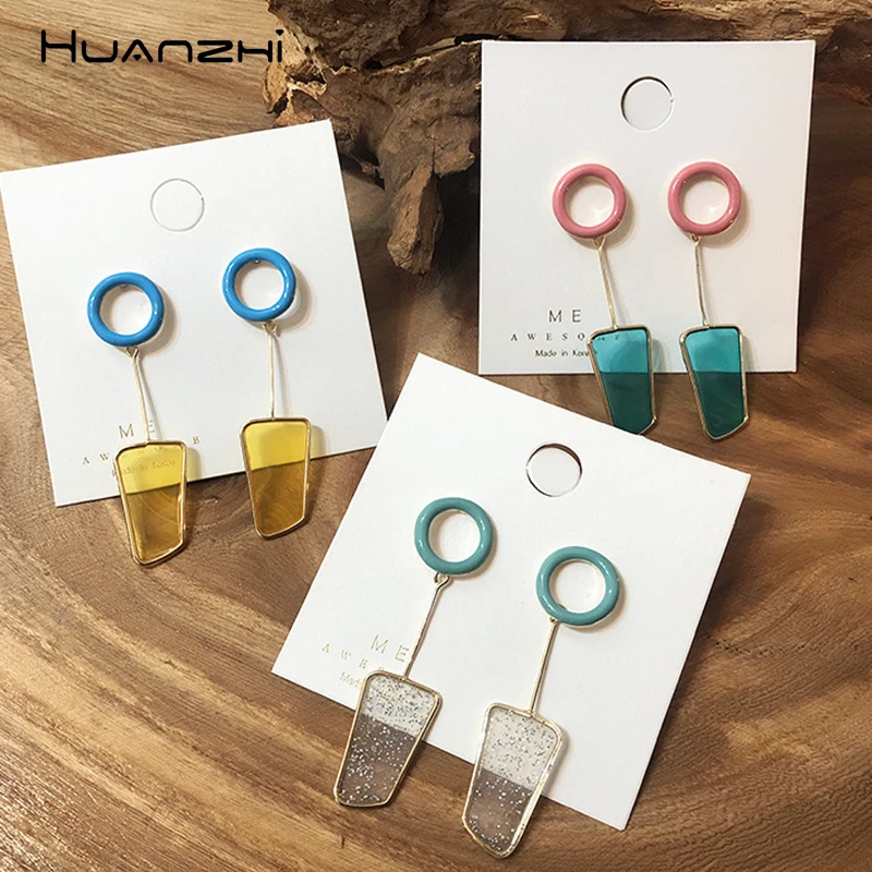 HUANZHI 2019 новые корейские цветные глазурь S925 Серебряные прозрачные акриловые
