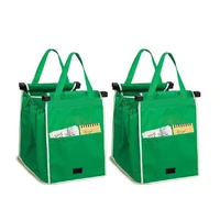 upset green the supermarket cart shopping bags receive bag non woven fabric hang bag